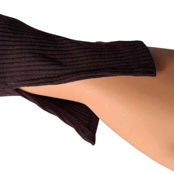 Y2K Dark Brown Ribbed Bolero Shrug Sweater Longsleeve Mock Neck Layering Piece - Picture 6 of 8